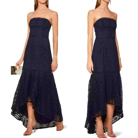 Keepsake The Label Lovable Strapless Lace High-low Evening Maxi Gown Dress Small - Picture 9 of 16